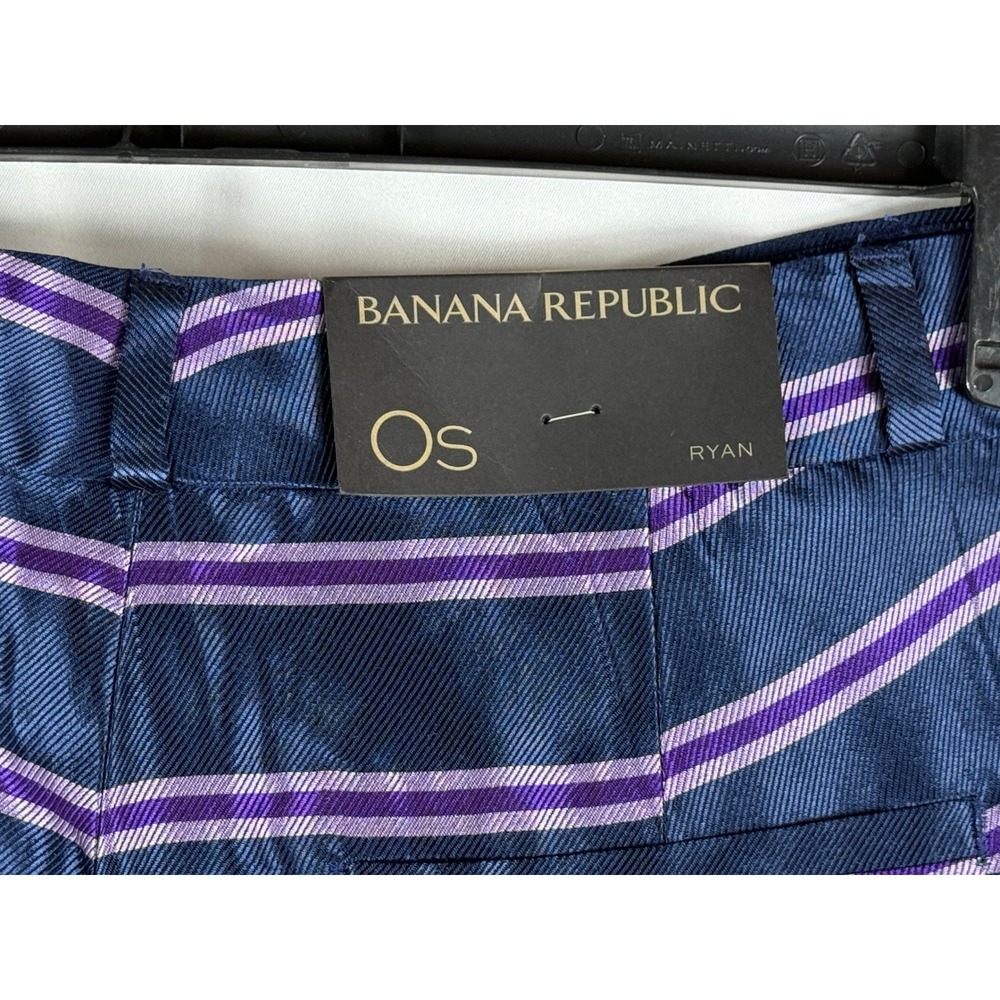 Banana Republic Ryan OS Navy Purple Striped Slim Fit Mid Rise Pants NWT - Picture 7 of 8